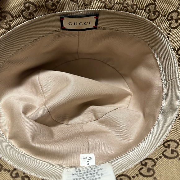 GUCCI Brown Canvas Bucket Hat with complete inclusions in size 57 or small - Picture 5 of 6